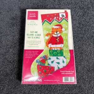 Dimensions Vintage Punch Needle Christmas Stocking Kit - Cat Stocking - Holiday